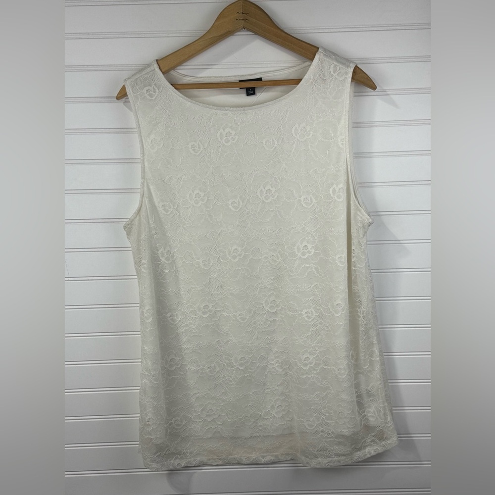 Torrid women’s ivory white bridal dressy Lace Overlay Tank Top plus Size 1